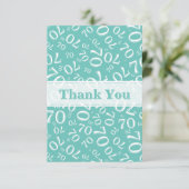Carte De Remerciements Thank You 70 Birthday Number Pattern Teal/White (Debout devant)