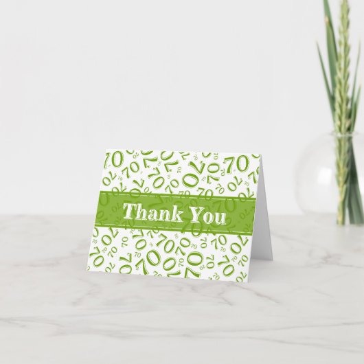 Carte De Remerciements Thank You 70th Birthday Number Pattern Green/White (Devant)