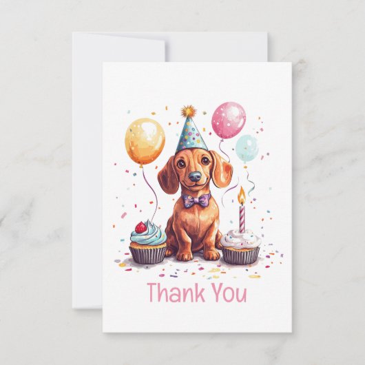 Carte De Remerciements Thank You Birthday Dachshund Dog (Devant)