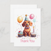 Carte De Remerciements Thank You Birthday Dachshund Dog (Devant / Derrière)
