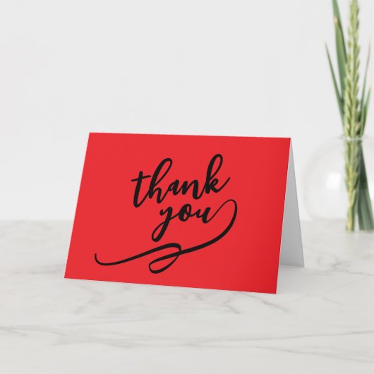 Carte De Remerciements Thank You Bright Red Classical Unique Simple (Devant)