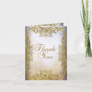 Carte De Remerciements Thank You Card Elegant Beige White Gold