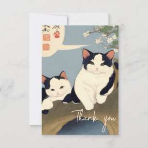 Carte De Remerciements Thank You Card – Japanese Cats Blossom Scene