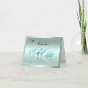 Carte De Remerciements Thank You Card Teal Blue Swan