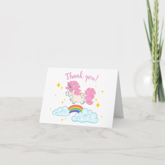 Carte De Remerciements Thank you card with cute unicorn (Devant)