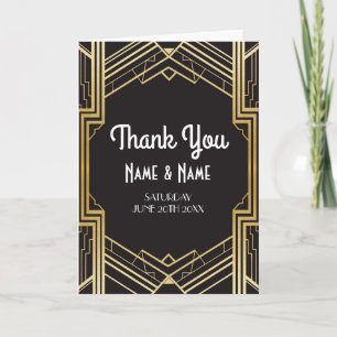 Carte De Remerciements Thank You Cards Gatsby Art Deco Wedding Folded