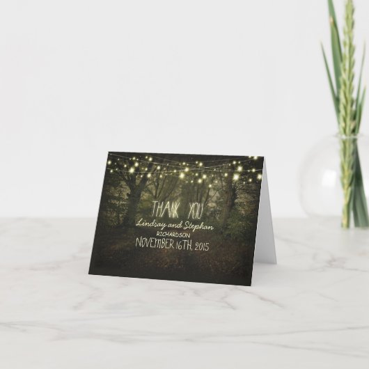 Carte De Remerciements Thank you cards with string lights tree path (Devant)