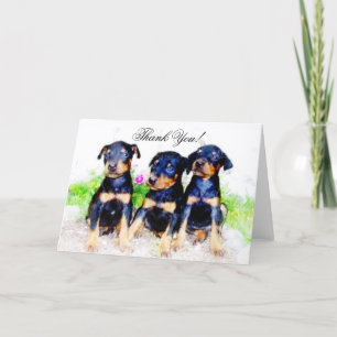 Carte De Remerciements Thank You Doberman Pinscher pups greeting card