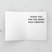 Carte De Remerciements Thank You Golf Coach (Intérieur)