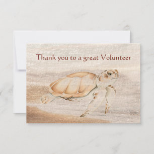 Carte De Remerciements Thank you Great Volunteer Fun Turtle Animal