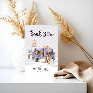 Carte De Remerciements Thank You Home Pet Sitting Pet Family Mauve Couch