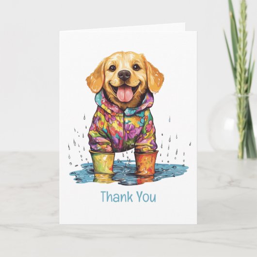 Carte De Remerciements Thank You Labrador Retriever Rain Puddle (Devant)