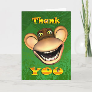 Carte De Remerciements Thank you monkey face, happy jolly card
