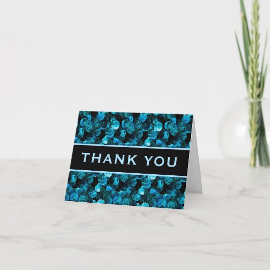 Carte De Remerciements Thank You Swirls Blue Aqua Teal and Black (Devant)