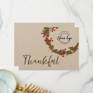 Carte De Remerciements ThankFall Wreath business Logo Rustic Automne