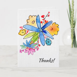Carte De Remerciements Thanks-watercolor flower bouquet