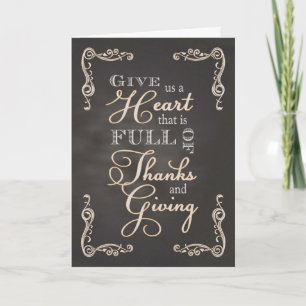 Carte De Remerciements Thanksgiving Chalkboard - Coeur des remerciements