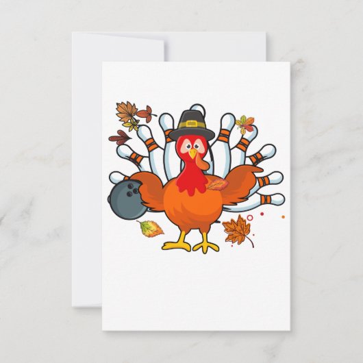 Carte De Remerciements Thanksgiving Turkey Bowling Ball (Devant)
