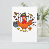 Carte De Remerciements Thanksgiving Turkey Bowling Ball (Debout devant)