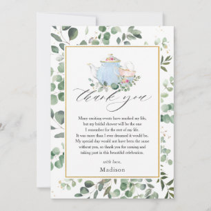 Carte De Remerciements Thé à la haute élégance Chic Party de verdure pour