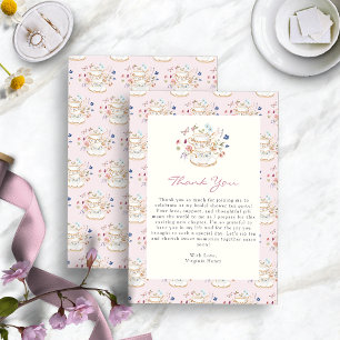 Carte De Remerciements Thé à la rose fête de mariage