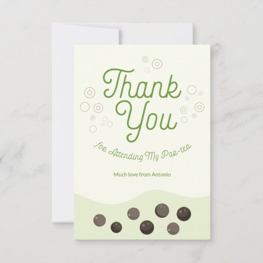 Carte De Remerciements Thé aux perles vert axolotl mignon Par-tea Enfants (Devant)