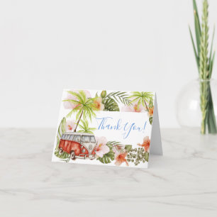 Carte De Remerciements The Boy Baby Shower Surf Tropical Beach Thank