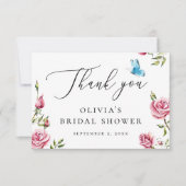 Carte De Remerciements Thé dansant de mariage floral | Roses romantiques (Devant)