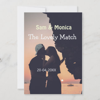 Carte De Remerciements the lovely match couple wedding name date simple