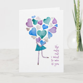 Carte De Remerciements The Only One I Want to Woo - Watercolour Love Card