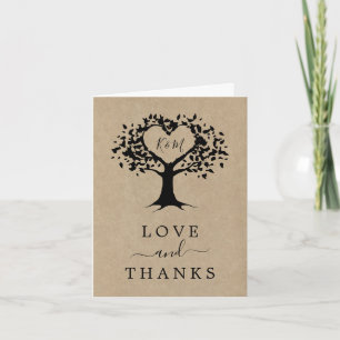 Carte De Remerciements The Rustic Heart Tree Wedding Collection