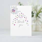 Carte De Remerciements Théière Fête de Mariage Florale  (Debout devant)