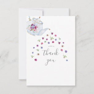 Carte De Remerciements Théière Fleurs Thé de Mariage