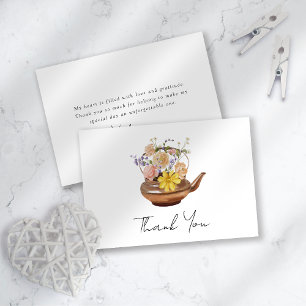 Carte De Remerciements Théière florale Fête de thé pour l'enterrement de