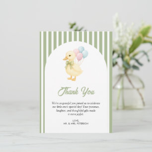 Carte De Remerciements Thème Anniversaire Enfant Canard Mignon Rayures Pr