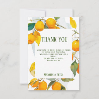 Carte De Remerciements Thème aquarelle orange Couleurs vives
