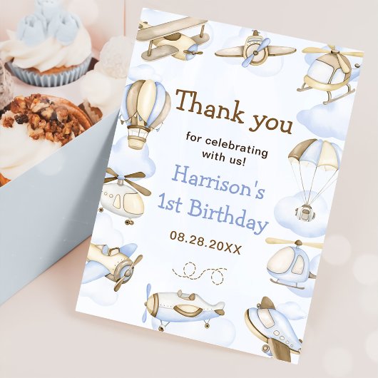 Carte De Remerciements Thème Avion de Cute Boy