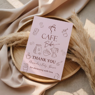 Carte De Remerciements Thème Café Arc-en-ciel Rose Café Bebe Fille Baby S