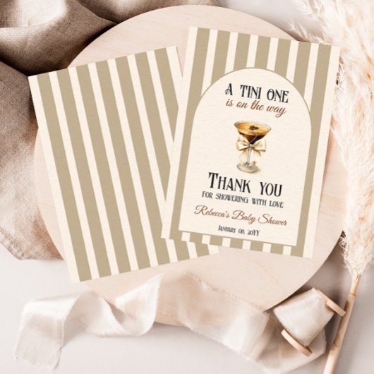 Carte De Remerciements Thème café Espresso Martini Baby shower Bow