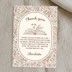 Carte De Remerciements Thème Club de Lecture Floral Marron Enterrement de