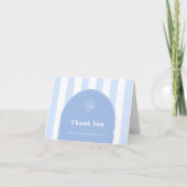 Carte De Remerciements Thème côtier à rayures bleues et blanches avec arc (Devant)