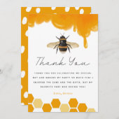 Carte De Remerciements Thème d'abeille Fête d'anniversaire Jaune (Devant / Derrière)
