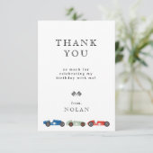 Carte De Remerciements Thème d'anniversaire de voiture de course rétro (Debout devant)
