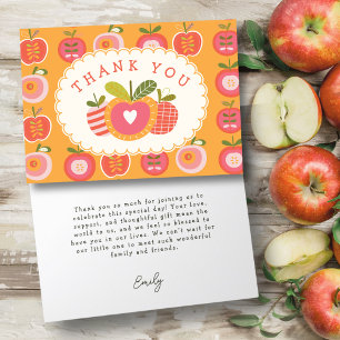 Carte De Remerciements Thème d'automne Pomme de nos yeux Motif Baby showe
