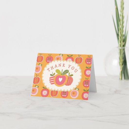 Carte De Remerciements Thème d'automne Pomme de nos yeux Motif Baby showe (Devant)