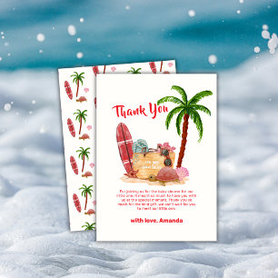 Carte De Remerciements Thème de Baby Shower Palmier Plage de Surf Océaniq