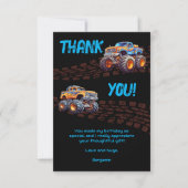 Carte De Remerciements Thème de bash du camion monstre du garçon (Devant)