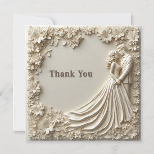 Carte De Remerciements 🤍 Thème de cadre de mariage floral ivoire en couc