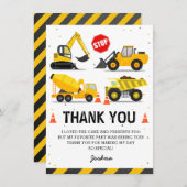 Carte De Remerciements Thème de construction Camions Anniversaire de enfa