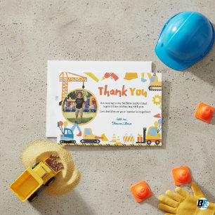 Carte De Remerciements Thème de construction Photo Fête d'anniversaire
